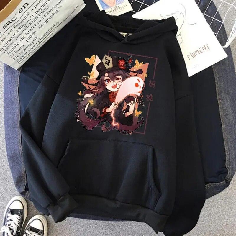 Neu in Genshin Impact Hu Tao Kawaii Hoodie Unisex Hoodies Damen Streetwear Sweatshirts Übergroße Trainingsanzüge Mädchenkleidung