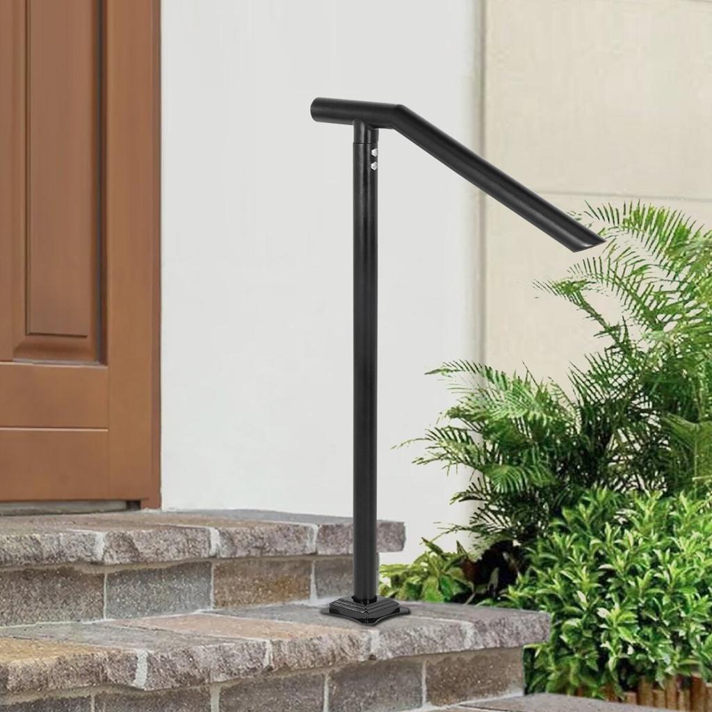 Handrail, 1-3 Step Black Steel Railing for Steps 330LBS Capacity Stair Handrail Baking Varnish Metal Handrail for Stairs Stylish Handrails for Outdoor