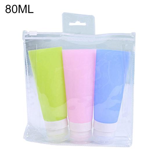 3Pcs 38/60/80ml Travel Silicone Lotion Shampoo Shower Gel Cosmetics Empty Bottle