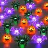 1PC Pumpkin Spider Bat Halloween String Lights 20/30 LED Copper Wire Fairy Lights For Home Porch Party Indoor Festival Decor