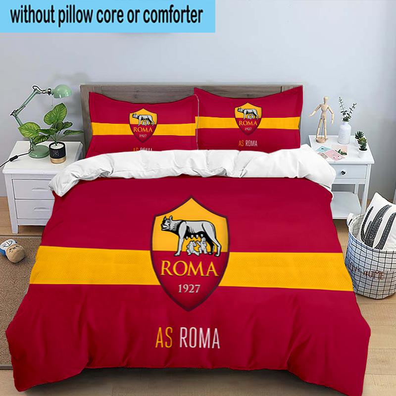 Roma Football Club Emblem 3PCS Bedding set,Ideal for1pc Duvet Cover And 2pcs Pillowcases Perfect for Christmas gift,Ideal for Bedroom, Dormitory