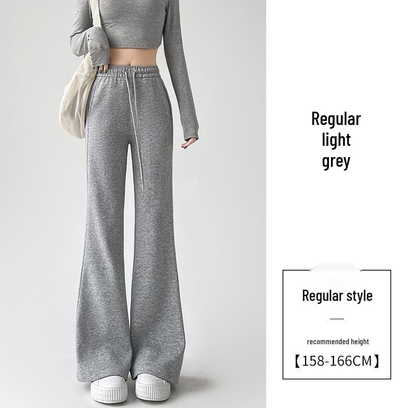 

2024 Женские серые спортивные брюки с высокой талией, микроклеш, плюс бархат, утягивающие, для осени и зимы M 96-110 lbs