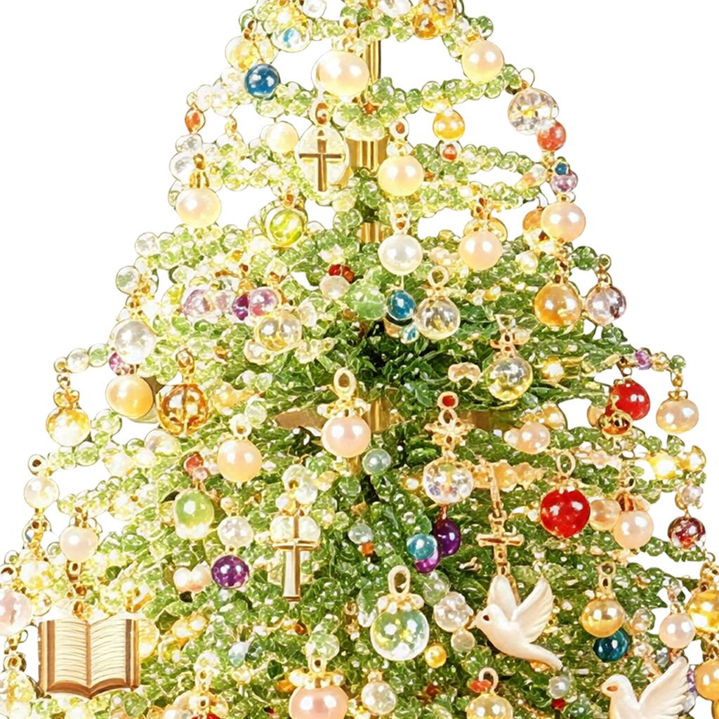DIY Holiday Craft Kit Beaded Christmas Tree with Glow Lights Bead Decoration