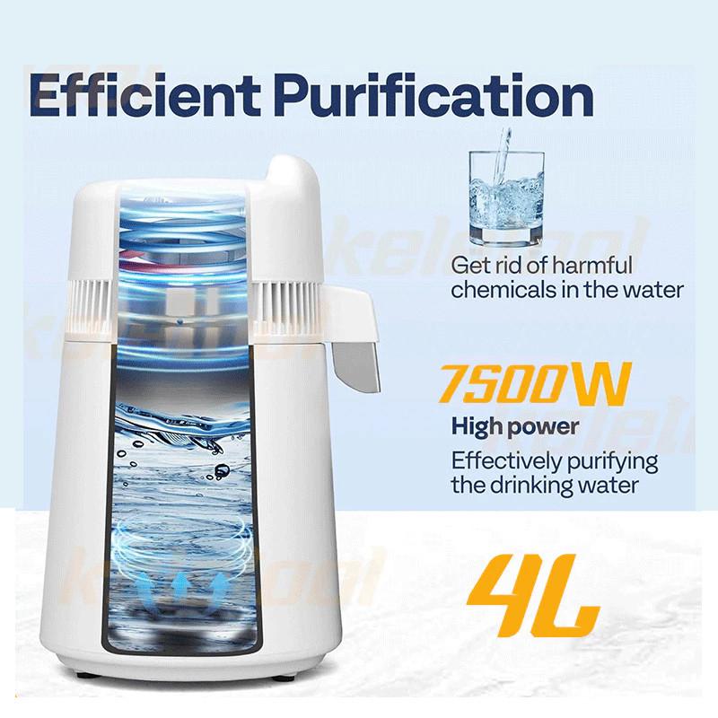 Water Filter Dispenser 750W 4L Home Pure Water Distiller Medical Equipment Distiller Laboratory Disinfection Stainless Steel Water Distiller