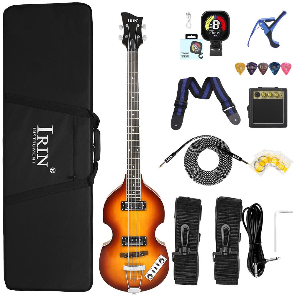 IRIN Electric Bass Double Coil Pickup Maple Body 4 Strings Electric Bass Pear-shaped Violin Style Instrument for Pro Perform