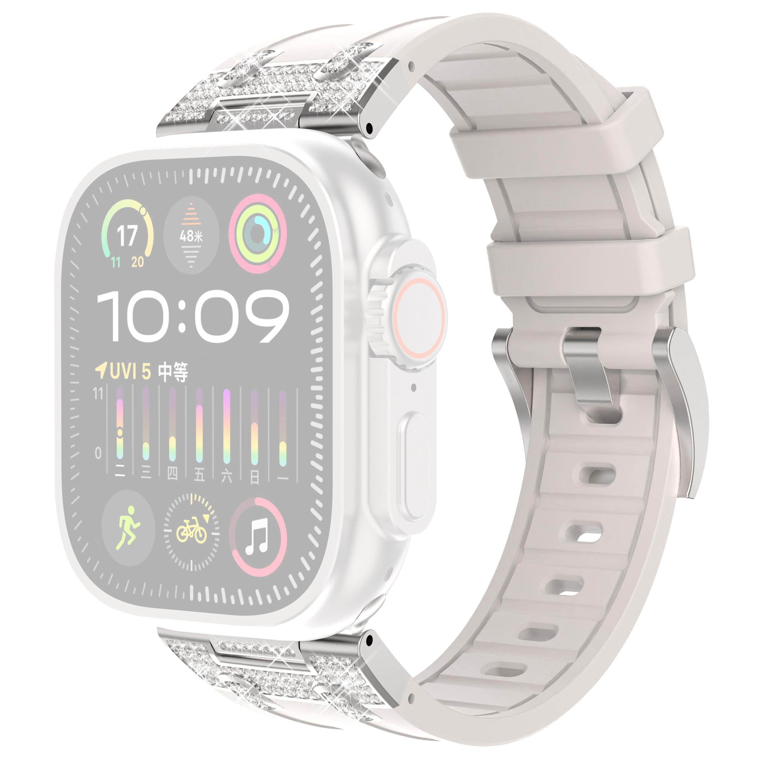 

For Apple Watch 10 46mm/Ultra 2/Ultra 49mm/9 8 7 45mm/SE (2023) SE (2022) SE 6 5 4 44mm/3 2 1 42mm Rhinestone Watch Band Starlight