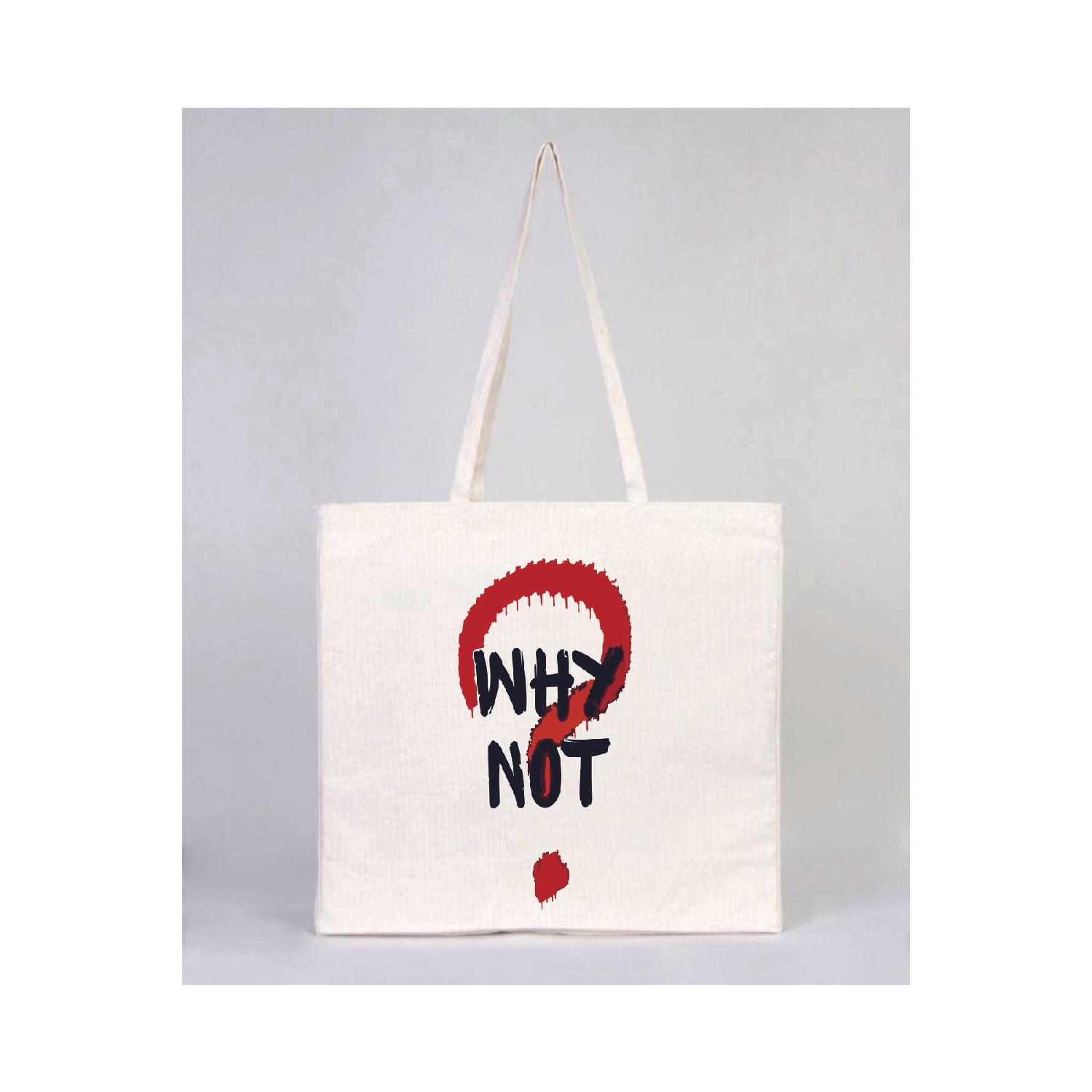 

Why Not 2 Printed Gusseted Canvas Tote Bag 37x40x14cm 37 x 42 екрю