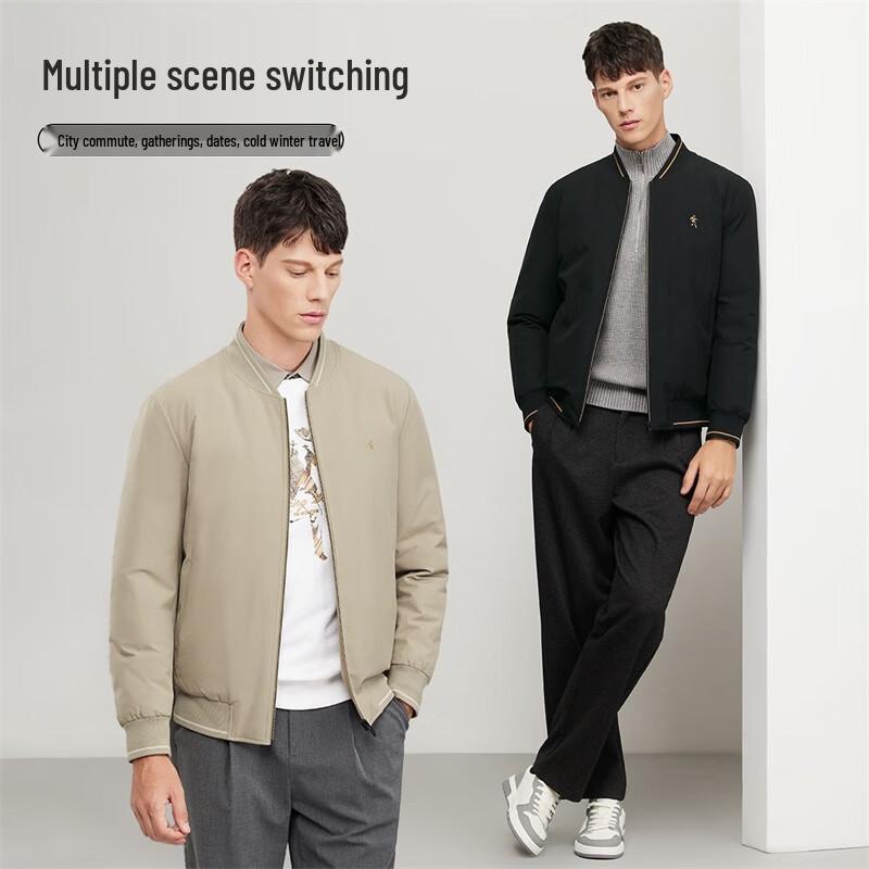 Men's Windproof Baseball Jacket with 90% Duck Down & Graphene Lining