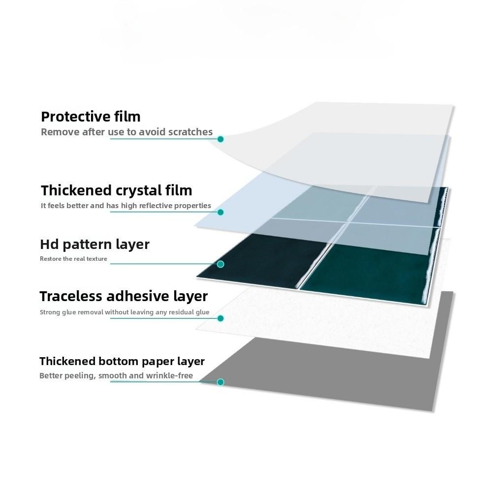 10Pcs Square Wall Stickers Solid Color Thickened Tile Stickers Retro Kitchen Wallpaper