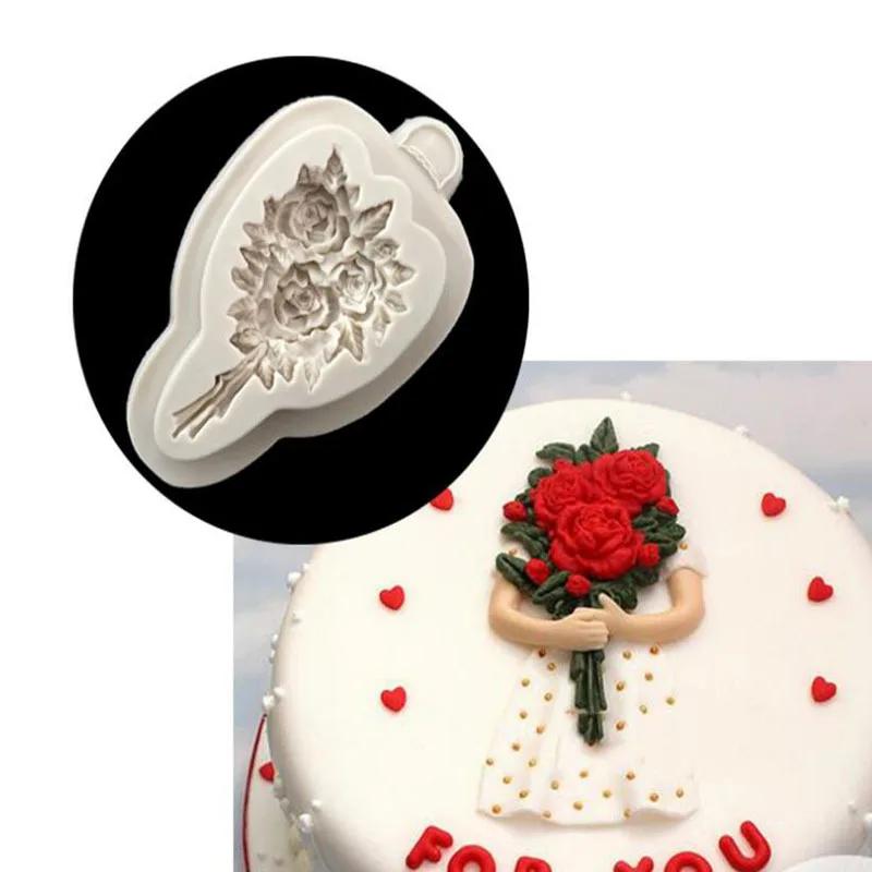 1PC Bouquet shape silicone molds chocolate pudding fondant molds gumdrop clay plaster molds baking tools cake decoration