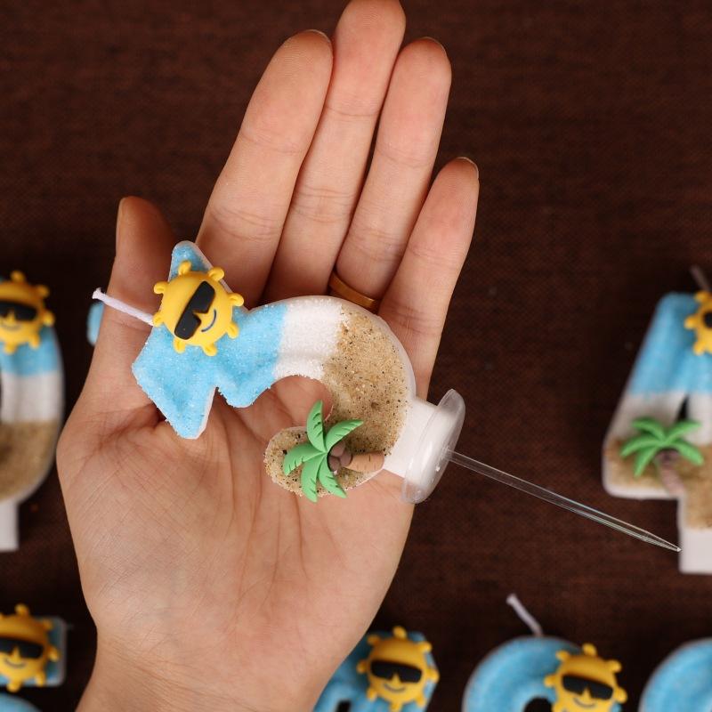 Ocean Beach Number Birthday Candle Cake Party Decoration Birthday 1st Birthday Handmade Candle 0-9
