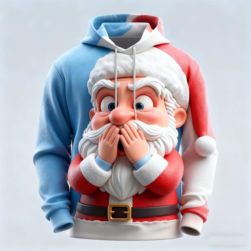 3D Funny Santa Clause Printed Men's Hoodies Loose Long Sleeve Hooded Sweatshirts Autumn Kids Christmas Festival Party Clothing