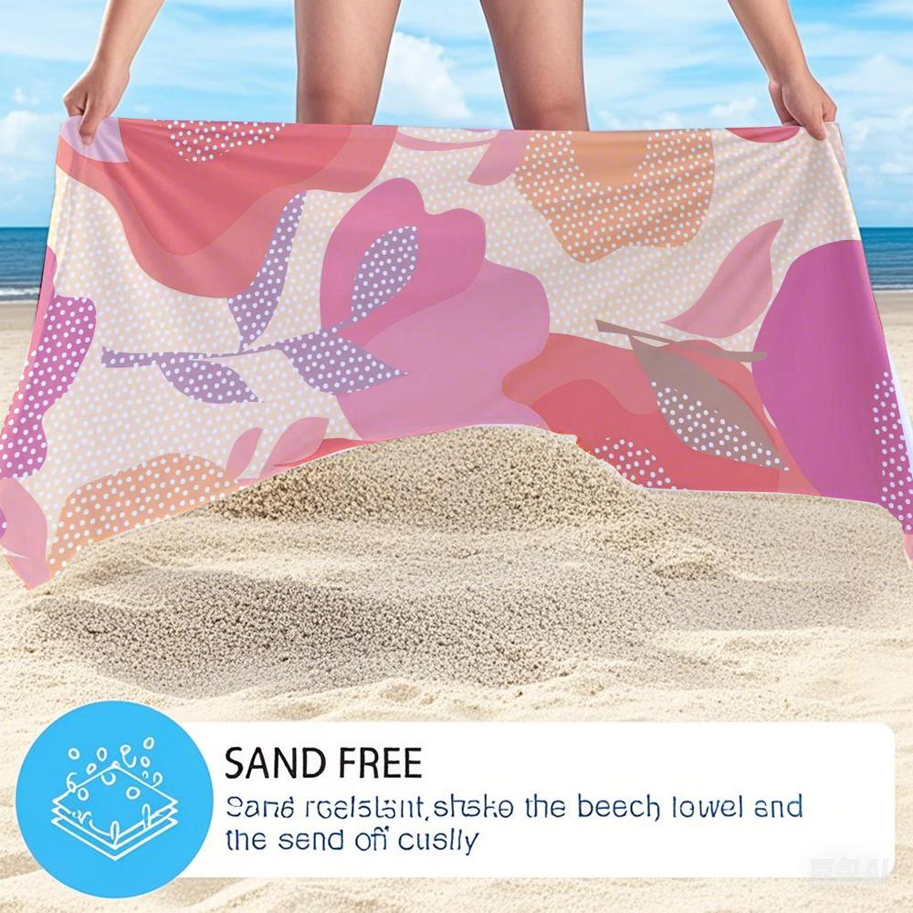 Pastel Floral Oversized Microfiber Beach Towel Sand Proof Quick Dry, Absorbent for Swimming Pool Travel Camping