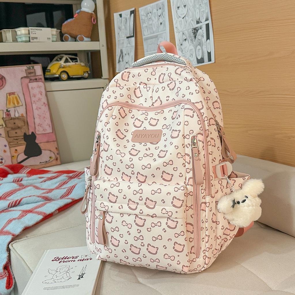 Schoolbag high-value backpack female Japanese ins sweet and cute cartoon print primary and secondary school students 3rd to 5th grade backpack