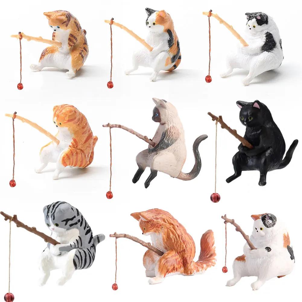 Fishing Cat Aquariums Decorations Fish Tank Hangable Landscape Aquarium Cat Fishing Ornament Home Aquarium Decor