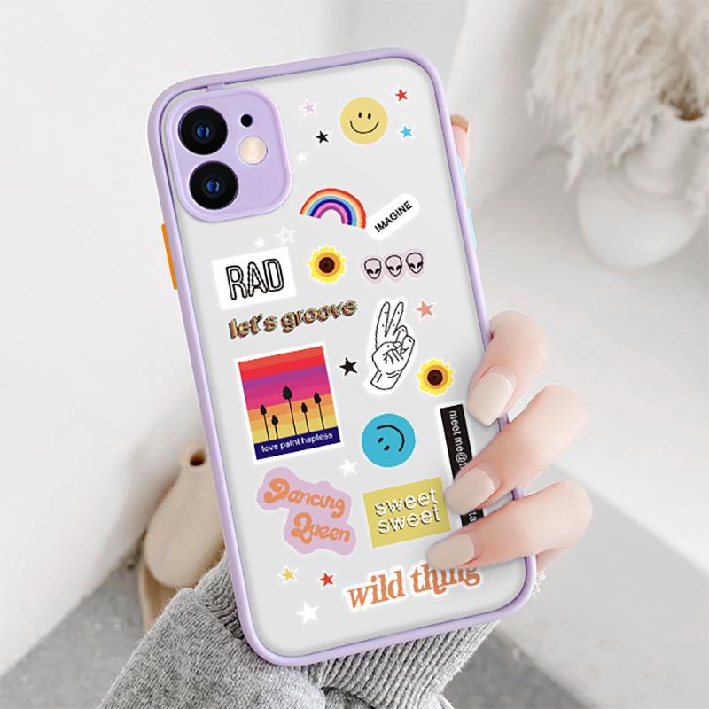 Silicone cartoon cute applicable Apple 14pro max painted 12pro mobile phone case TPU frame 12 protective case