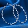 1 Pair 925 Sterling Silver 50mm Twisted Round Earrings Women Jewelry Gift Party Accessories Jewelry Fashion