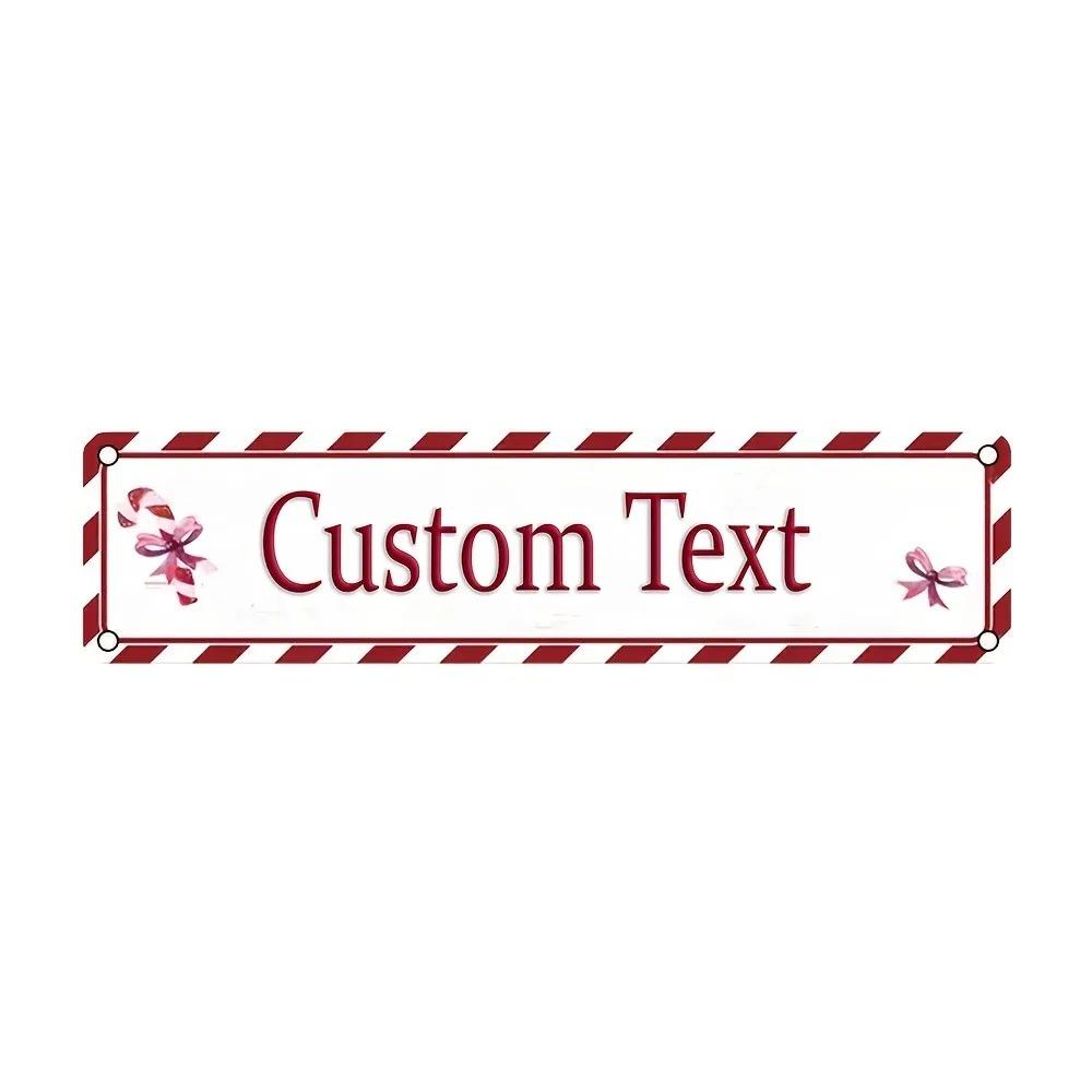 16x4In 2D Flat Classic Santa Aluminum Sign Custom Text Christmas Wall Decor