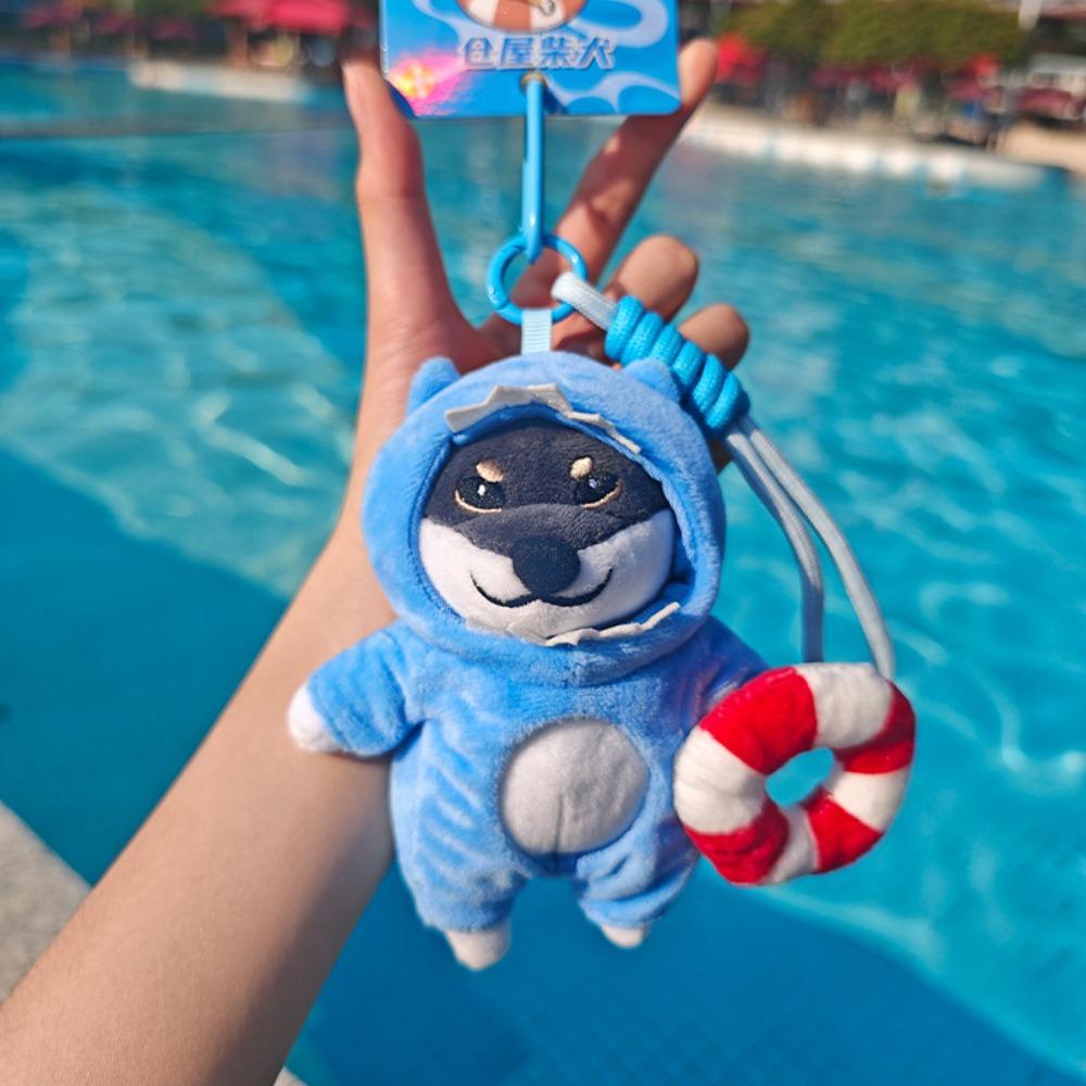 Soft Plush Dog Dolls Keychain PP Cotton Dressed Akita Dog Plush Doll  Birthday Parties