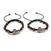 Alloy Pine Weaving Crucifix Stretch Bracelet Personality Handmade Knitted Jewelry for Men Boy Christian Ornaments Gifts