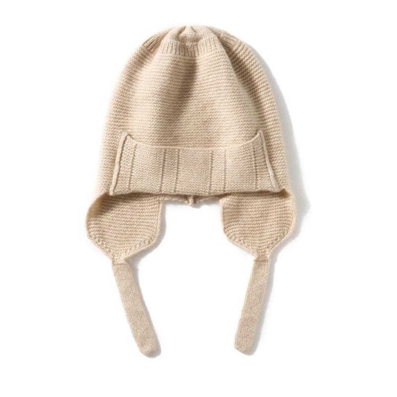 Cashmere Autumn and Winter New Style Women's High End Solid Color Knitted Outdoor Ear Protection Warm Fashion Heavy Plain Hat