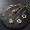 Women's Titanium Steel Double Ring Necklace: Non-Fading, Geometric, Rhinestone Clavicle Chain