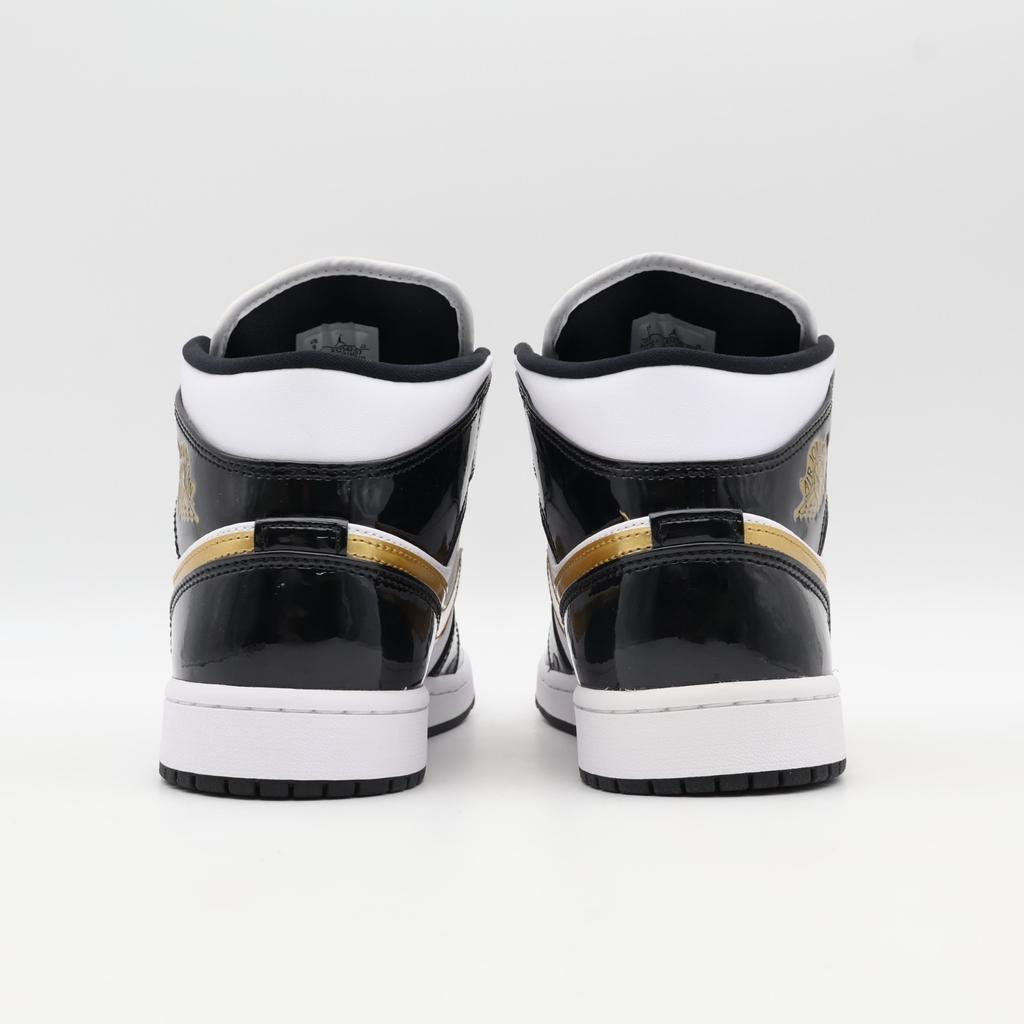 852542-007 Nike Air Jordan 1 Mid SE Metallisches Gold Lackleder Schwarz Weiß (Herren)