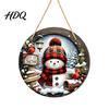 Traditional Xmas Tree Embellishments Wooden Christmas Hanging Pendant Snowman/Santa Claus/Gnome Ornament with Farmhouse Style Festive Signs Hemp Rope
