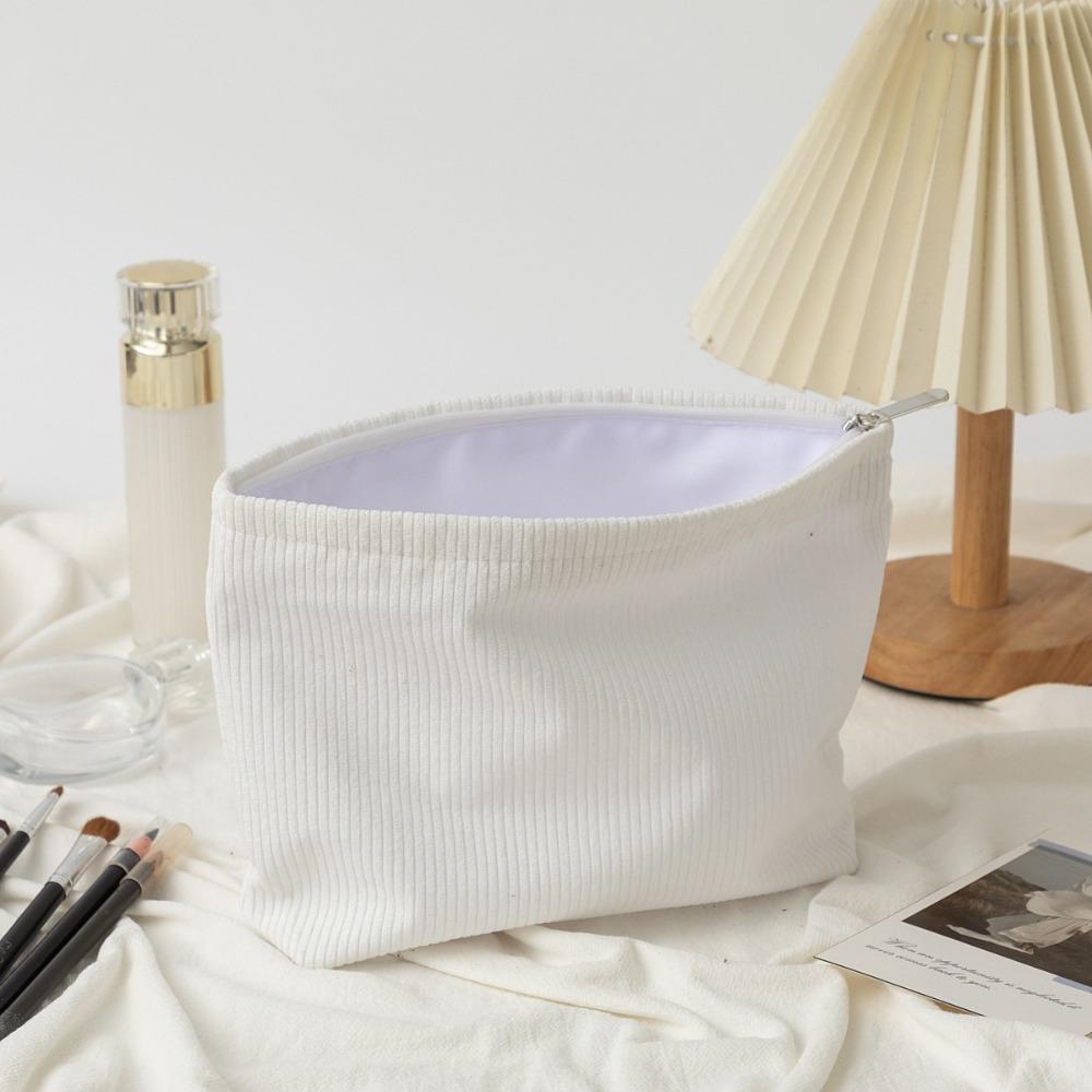 Solid Color Corduroy Cosmetic Bag Corduroy Material Korean Style Canvas Bags Wear-resistant Portable Cosmetic Storage Bag