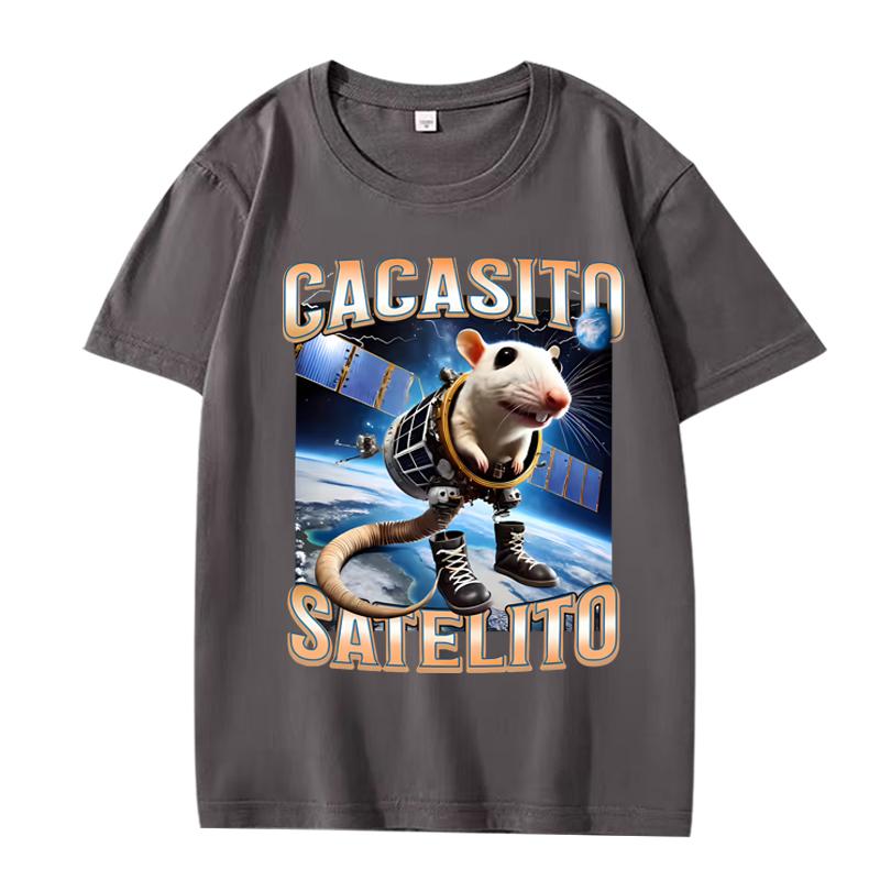 Funny Cacasito Satelito Italian Brainrot Silly Rat Meme T Shirt men women Oversized 100% Cotton short sleeve Summer Unisextops