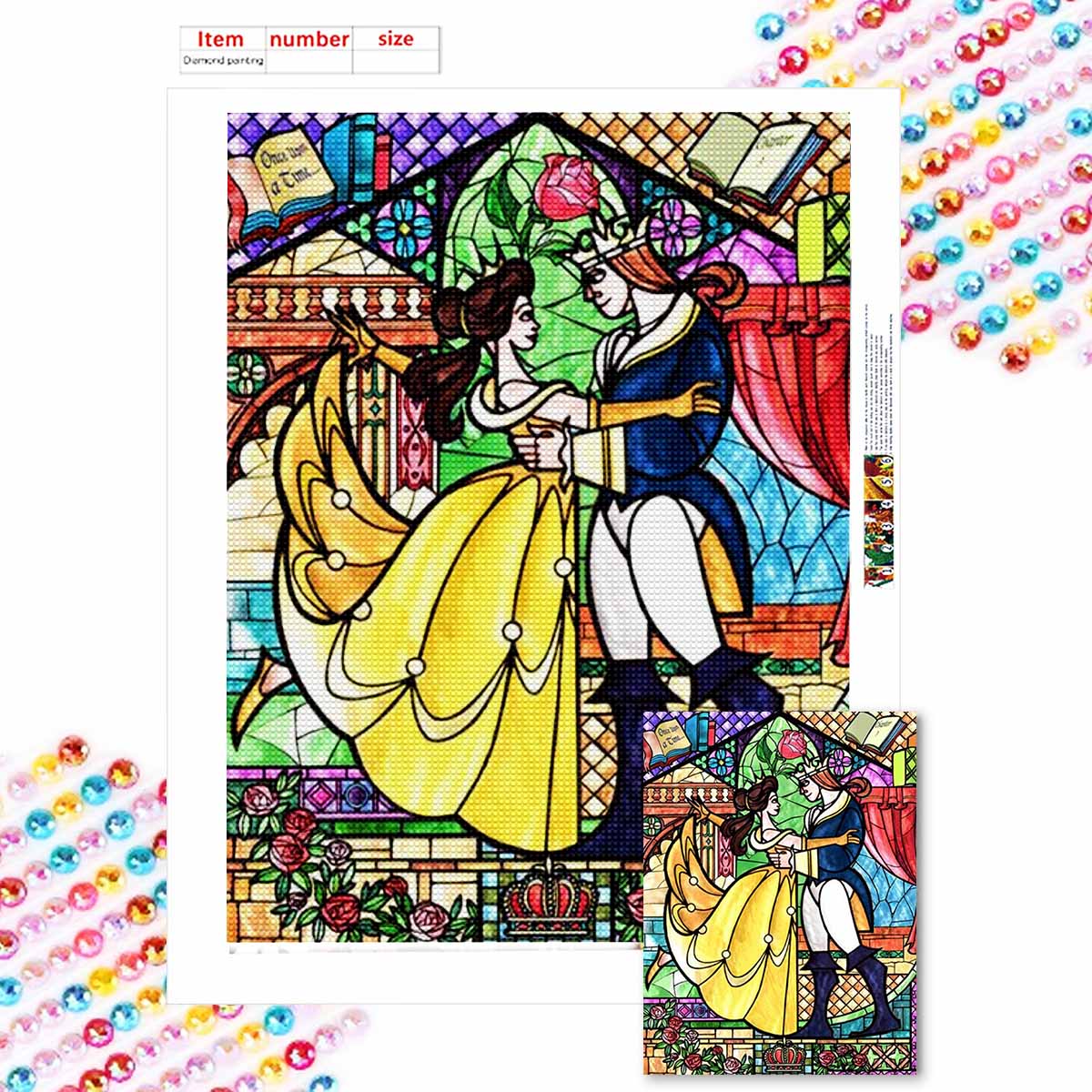 

Полная круглая алмазная живопись Принц и принцесса Искусство Стразы Картина Мозаика Сделай сам 5D Вышивка крестом Домашнее украшение Round 20x30cm