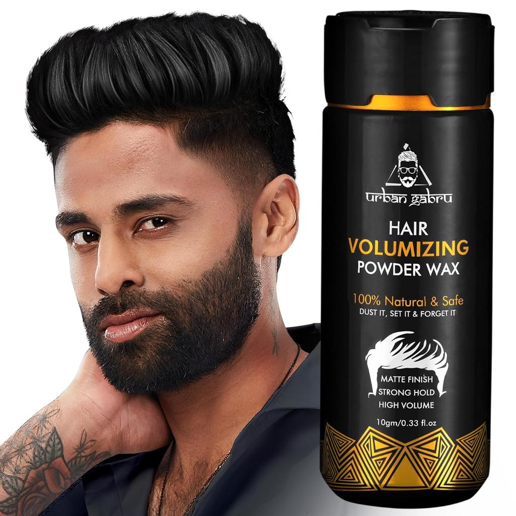 Cire volumisante en poudre pour cheveux UrbanGabru à tenue forte | Finition mate | Tenue 24 heures | Poudre coiffante 100 % naturelle et sûre
