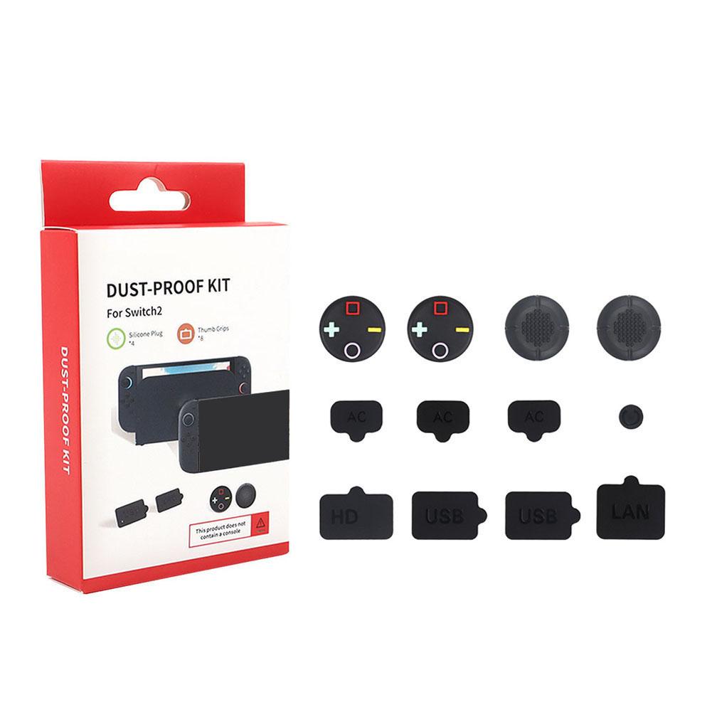 

Набор из 12 заглушек для защиты от пыли для игровой консоли Nintendo Switch 2, мягкий аксессуар для NS . Рок X1O1 Black-1 set