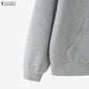 ZANZEA Women Hooded Casual Long Sleeve Zipper Sweatshirt Outwear