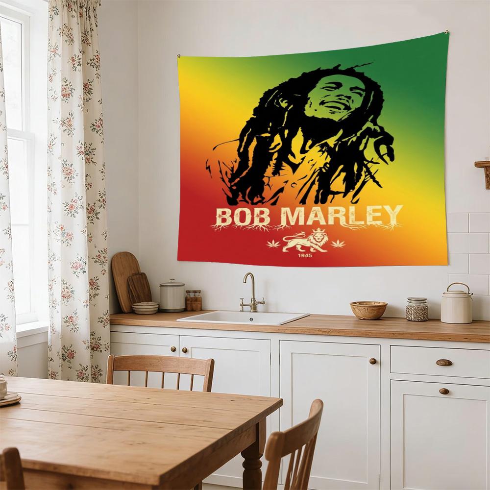Bob Marley Reggae Music Legend  Polyester Wall Hanging Tapestry, Aesthetic Home Decor for Bedroom Dorm Photo Backdrop