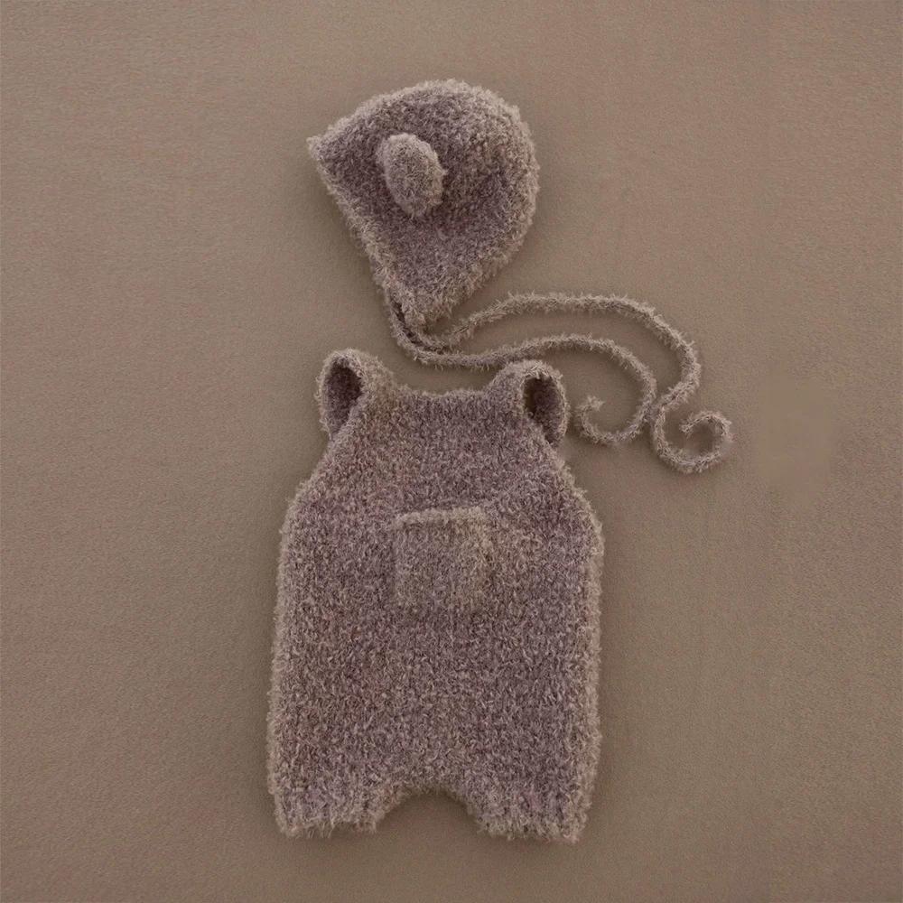 Lovely Bear Doll Balloon Prop Baby Photography decoration Handmade Knitted Animal Infant Toys Brown Baby Photography Accessories