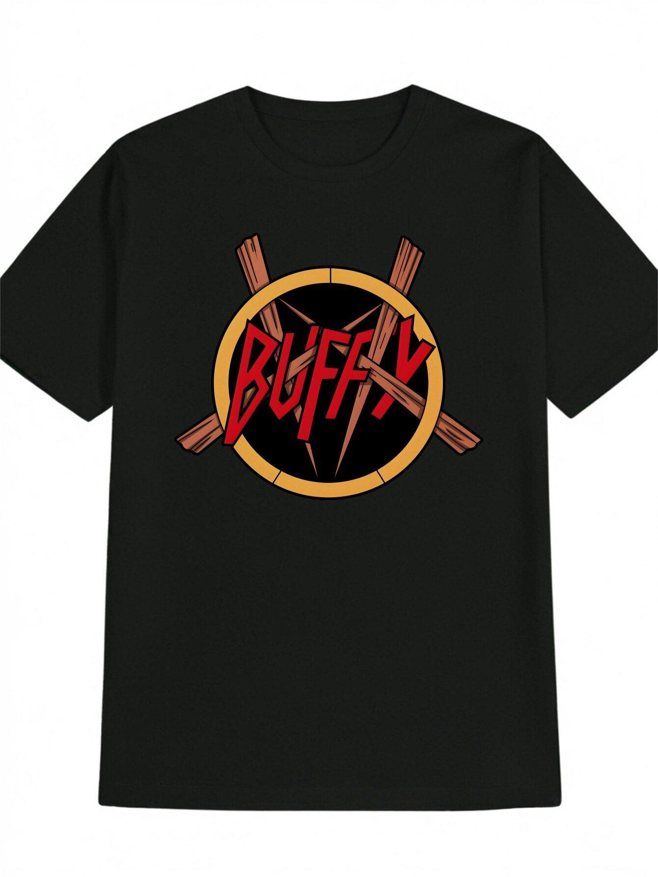 Casual Round Neck T-shirt with a Vintage Band Print Design S