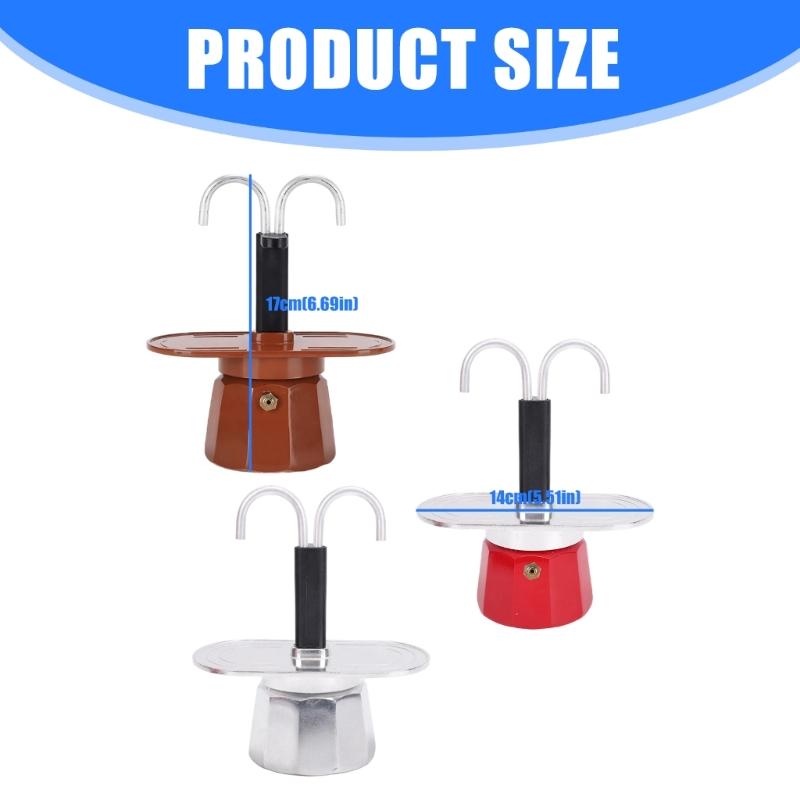 Double Tube Aluminum Mocha Pot for Sharing Coffee with a Friend Food Grade 2 Cup Stovetop Espresso Maker Coffee Kettle