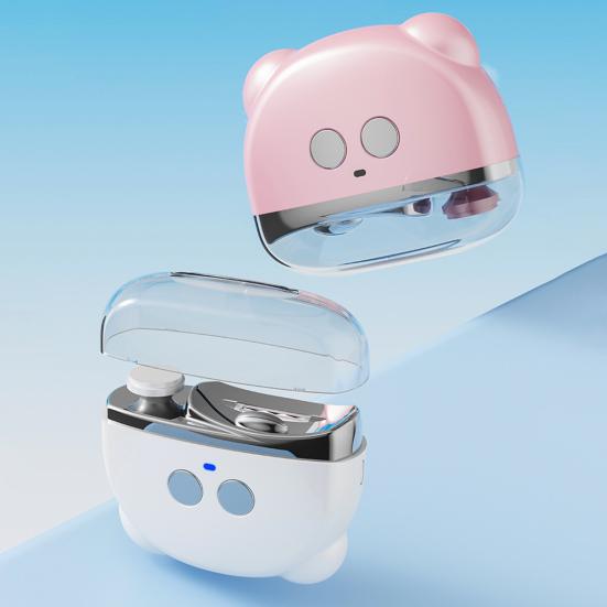 Baby Elektrisk Negleklipper med LED-lys Oppladbar 3 Hastigheter Automatisk Negletrimmer Barn Voksne Eldre Fingerneglklipper Poleringsmaskin Sliper