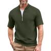 Men's Summer Solid Color Casual T-shirt Sports Breathable Zipper Collar Top