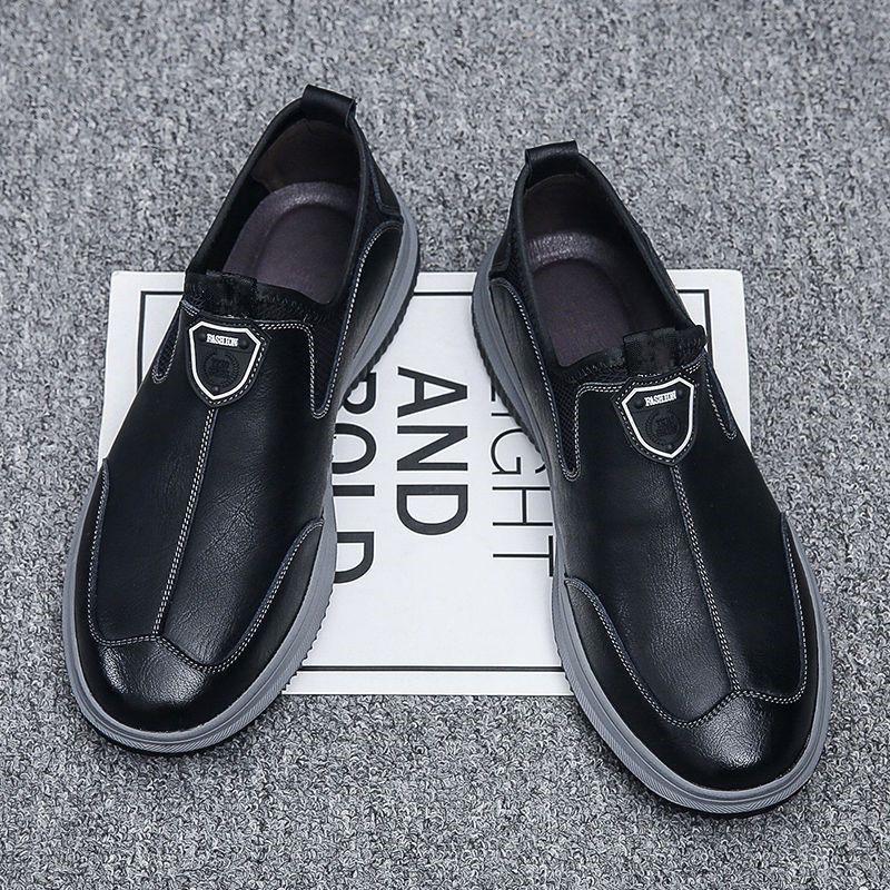 Casual men's leather shoes 2025 spring and summer new men's shoes soft-soled shoes Korean version trend one-pedal shoes