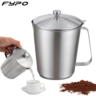 Fypo Milchaufschäumkännchen mit Deckel Edelstahl Kaffeetassen Espresso Kaffeekrug Barista Craft Coffee Latte Milchaufschäumkännchen