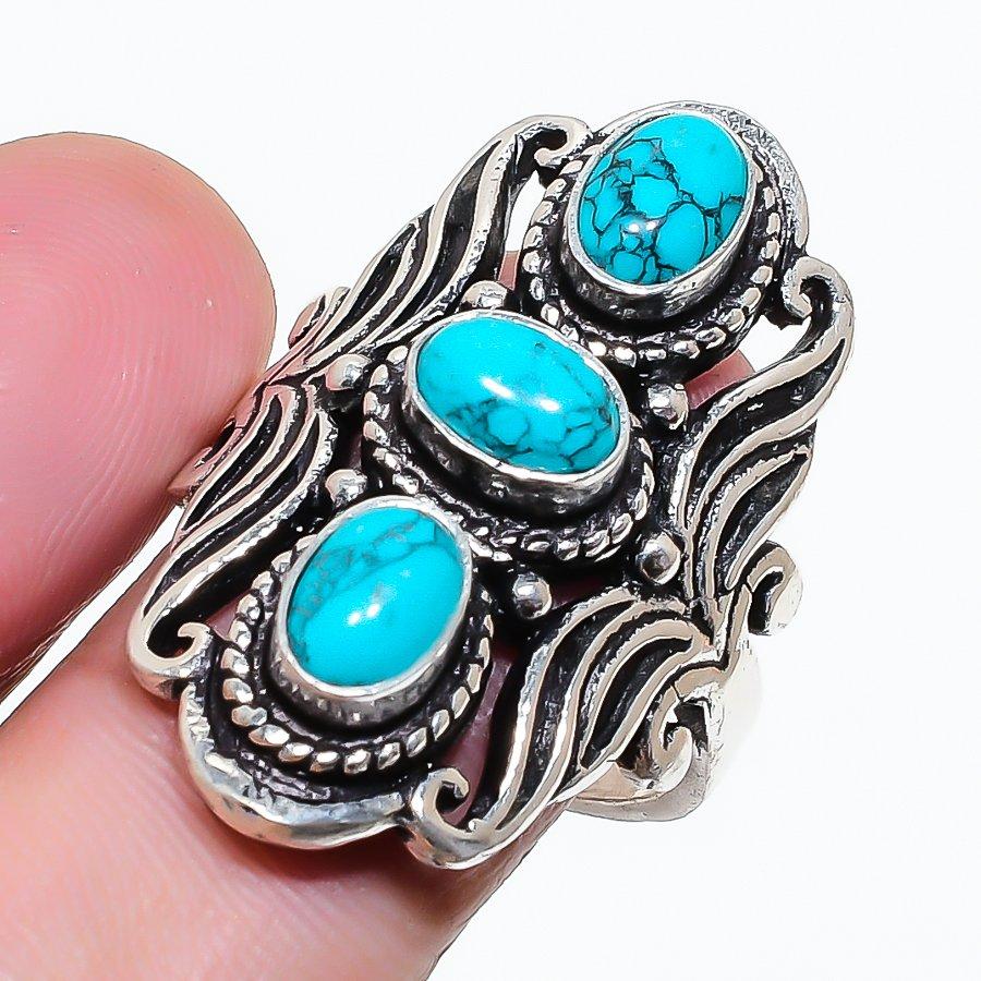 Natural Santa Rosa Turquoise 925 Sterling Silver Jewelry Ring Size 7 AR-18208