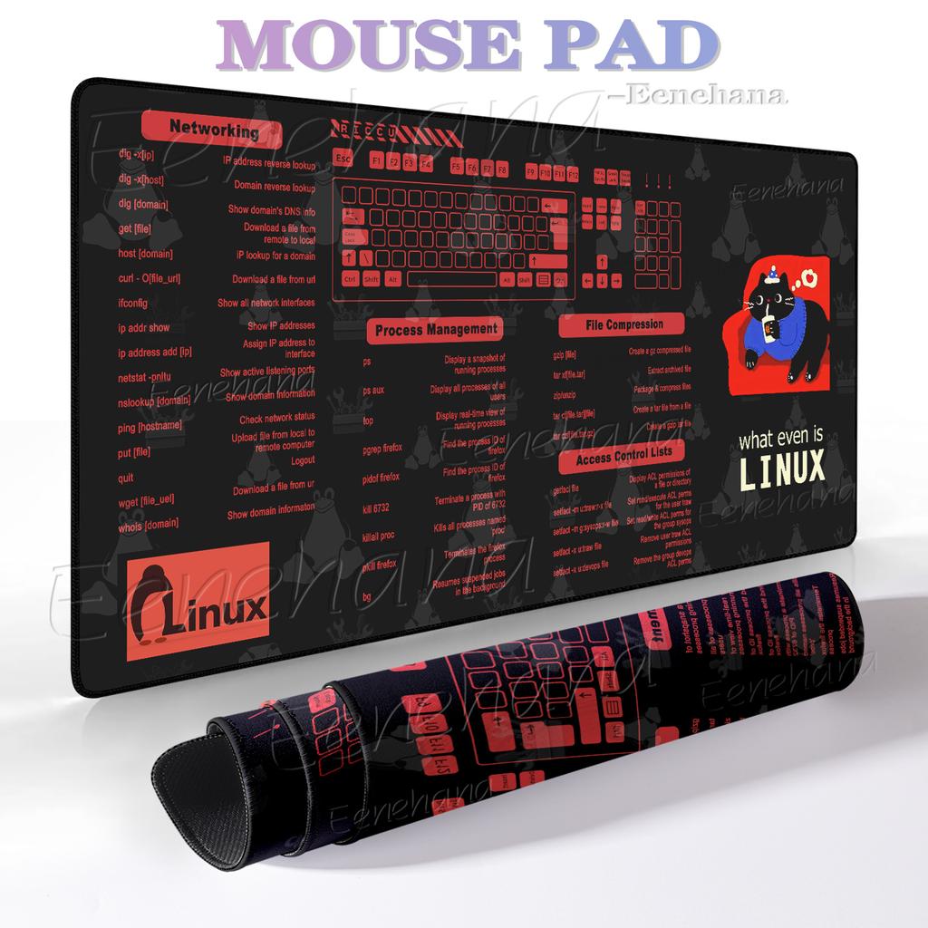 LINUX Shortcut for Unix Programmer Pad Gaming XXL Nonslip Laptop Cute Cats Cartoon Desk Mats Keyboard Accessories Student Gifts
