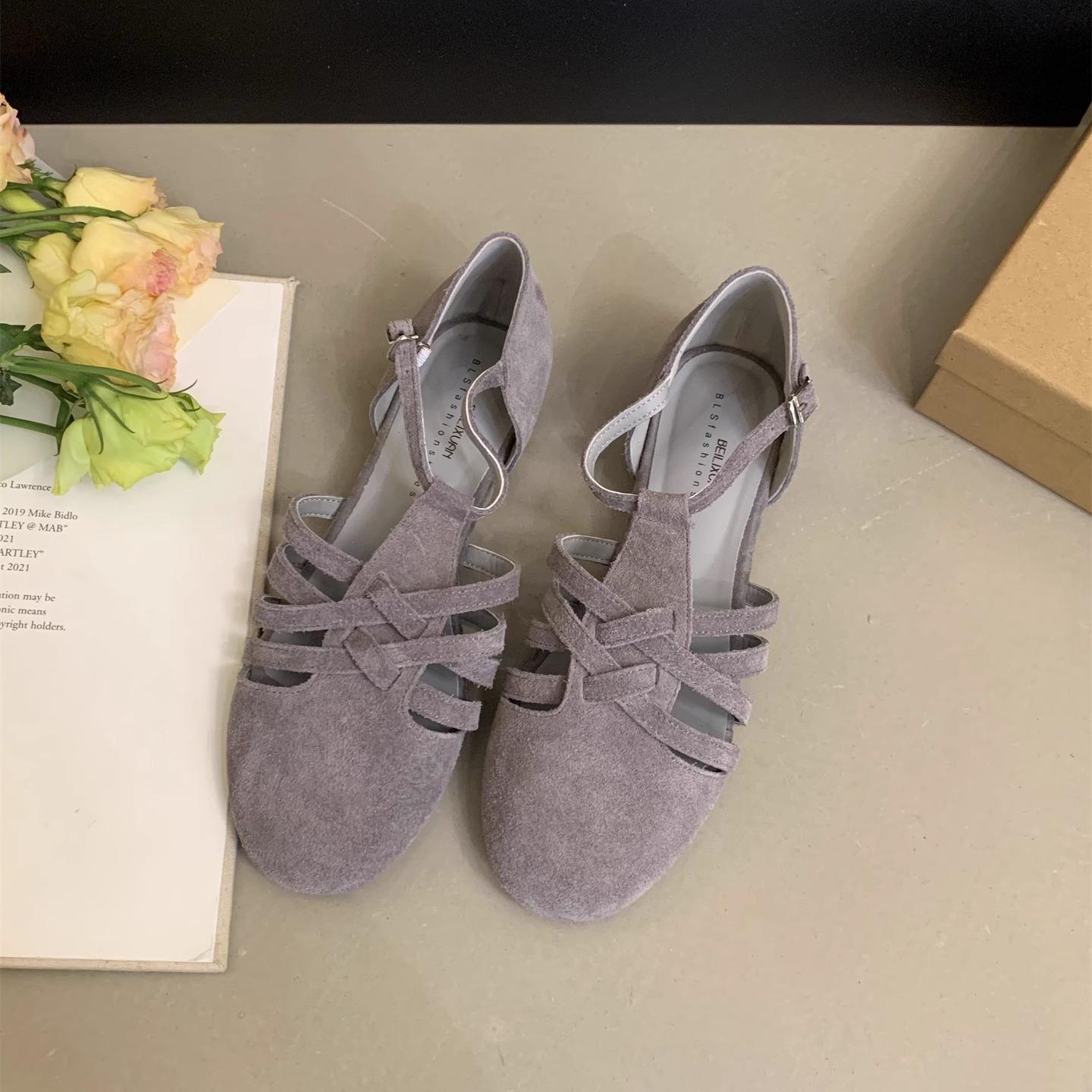 

Корейская ретро литература и искусство лето 2025 новая плетеная сумка с прорезями голова римские сандалии женские ленивые туфли 39 серый