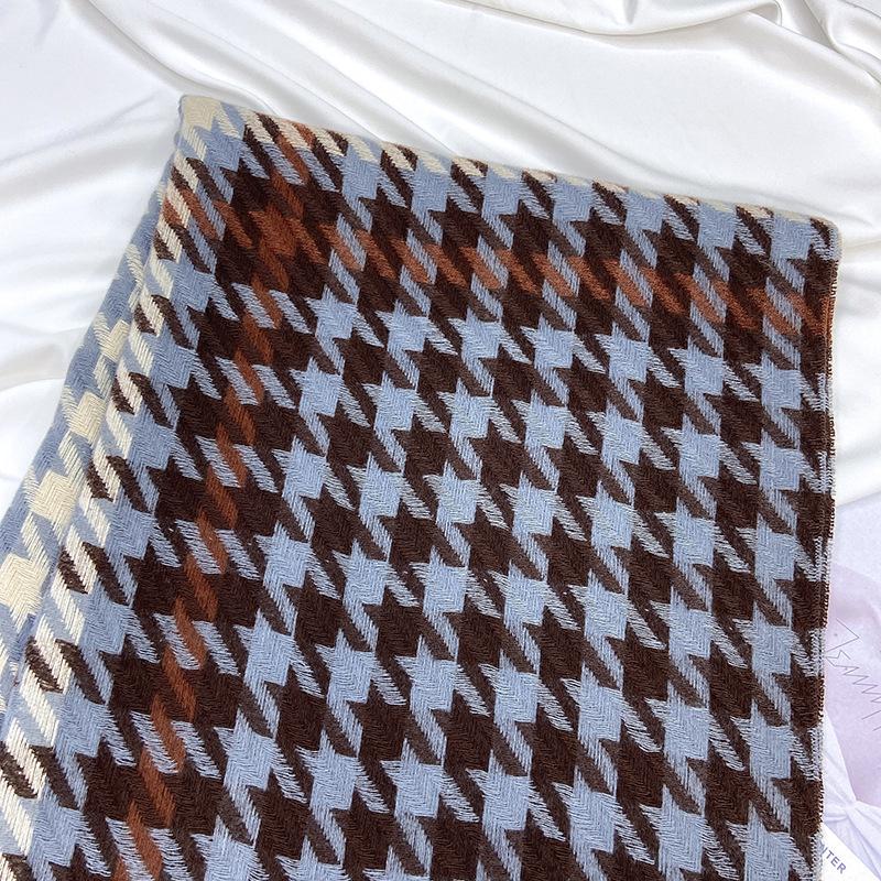 New Houndstooth Scarf for Women In Winter Versatile Korean Style Imitation Cashmere Autumn and Winter Warm Thickened Scarf Shawl Trendy
