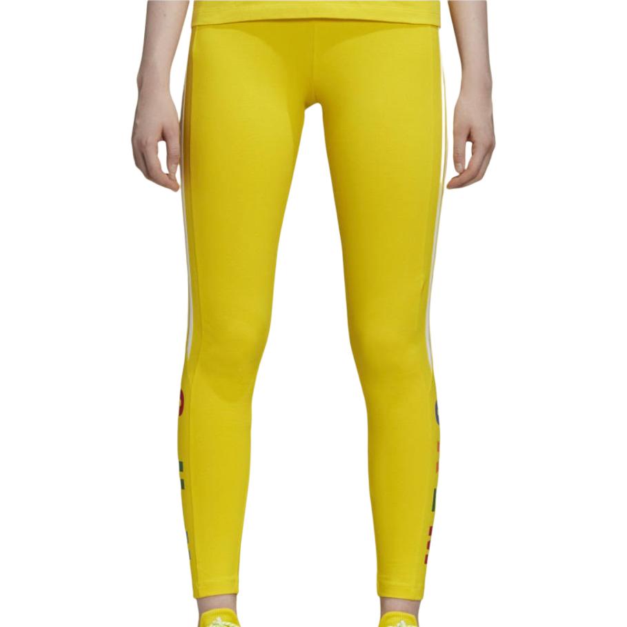 Adidas Pharrell Williams Retro Sports Tight Letter Comfortable Side Stripe Casual Pants Women pants Yellow FR9082