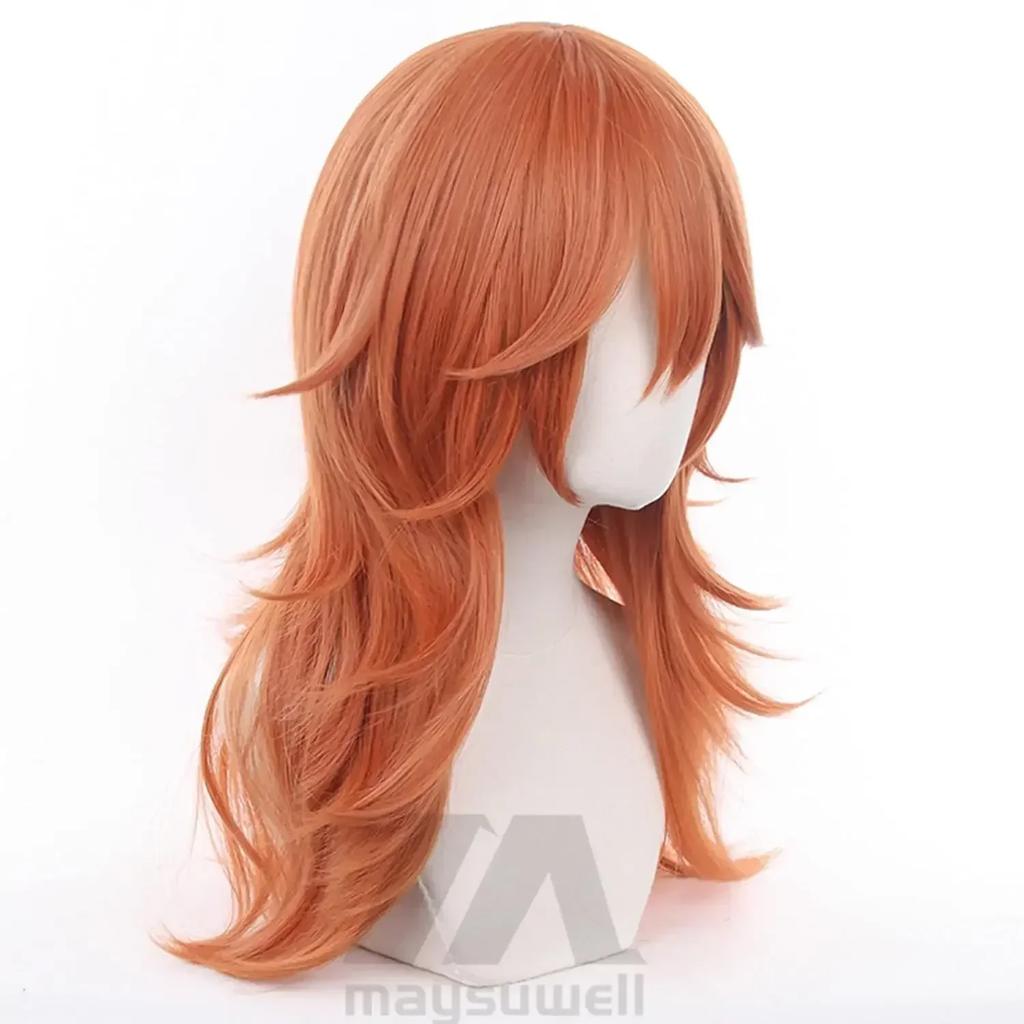 Angel Devil for Chainsaw Man Bangs Long Orange Brown Cosplay Wigs Halloween Costume Party AdultHair Wig