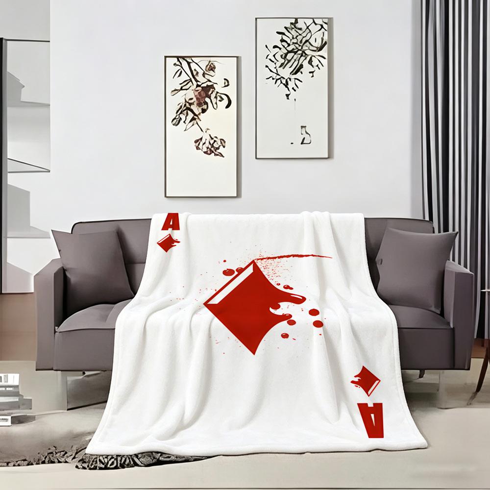 Artwork A-A playing cards Throw Lightweight 240g Flannel Blanket Soft Skin-friendly for Summer Cooling
