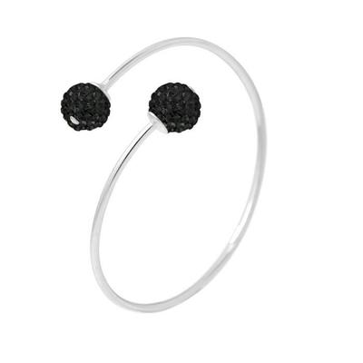 Armreif - LOVA LOLA VAN DER KEEN - Schwarzer Kristall - 925 Sterling Silber - 2 Kugeln 10 mm